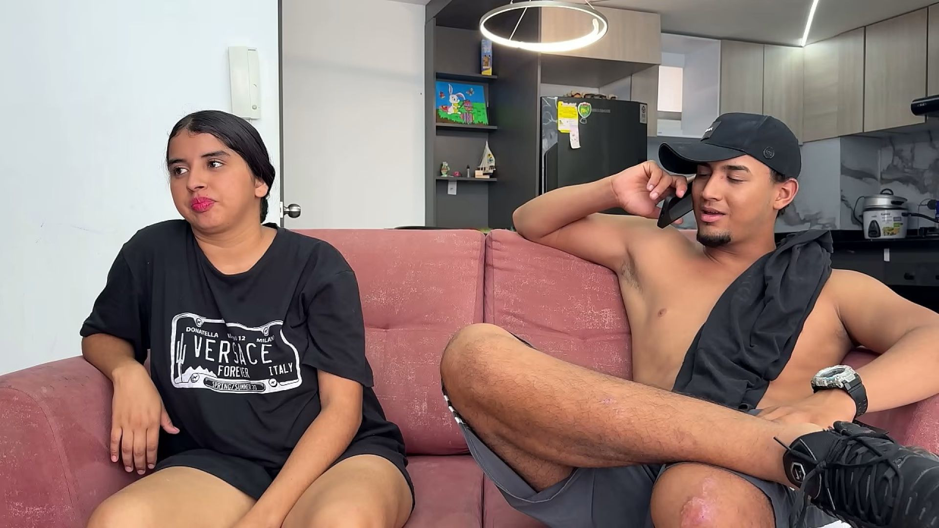 While my cuckold husband makes lunch, a Latina slut gets fucked by a stranger until he cums in her p